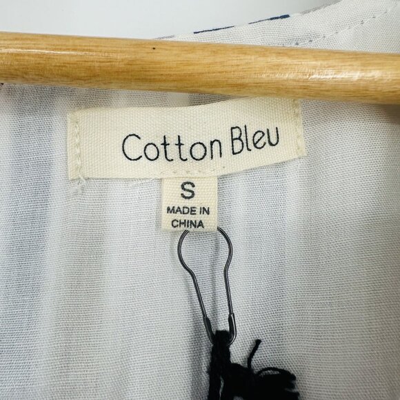 Cotton Bleu Multi Flutter Sleeve Striped Scarf Print V-neck Keyhole Maxi Dress S - Picture 6 of 13